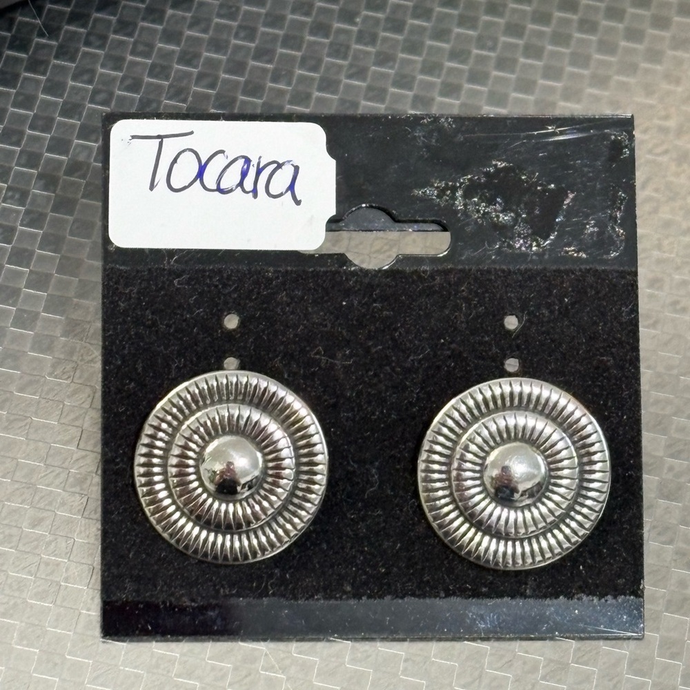 (217)Tocara Stainless Steel Round Statement Earrings